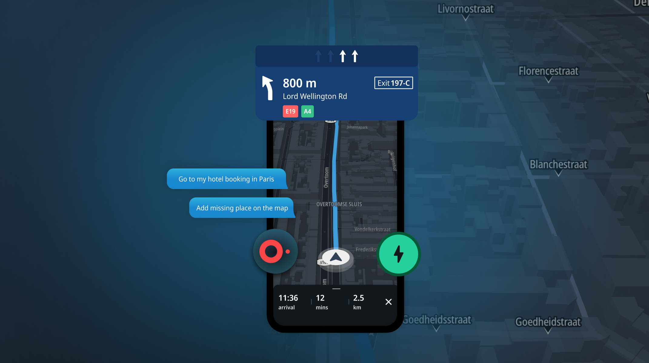 TomTom EV charger finder — final shipped search and results UI